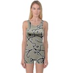 Sketchy abstract artistic print design One Piece Boyleg Swimsuit
