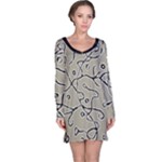 Sketchy abstract artistic print design Long Sleeve Nightdress