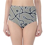 Sketchy abstract artistic print design Classic High-Waist Bikini Bottoms