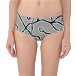 Sketchy abstract artistic print design Mid-Waist Bikini Bottoms