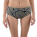 Sketchy abstract artistic print design Reversible Mid-Waist Bikini Bottoms