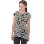 Sketchy abstract artistic print design Cap Sleeve High Low Top