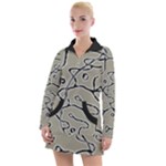 Sketchy abstract artistic print design Women s Long Sleeve Casual Dress