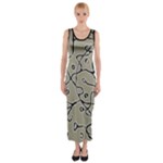 Sketchy abstract artistic print design Fitted Maxi Dress