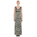 Sketchy abstract artistic print design Thigh Split Maxi Dress