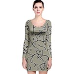 Sketchy abstract artistic print design Long Sleeve Velvet Bodycon Dress