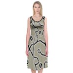 Sketchy abstract artistic print design Midi Sleeveless Dress