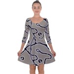 Sketchy abstract artistic print design Quarter Sleeve Skater Dress