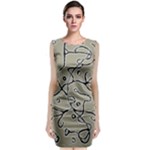 Sketchy abstract artistic print design Classic Sleeveless Midi Dress