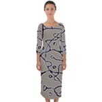 Sketchy abstract artistic print design Quarter Sleeve Midi Bodycon Dress