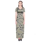 Sketchy abstract artistic print design Short Sleeve Maxi Dress