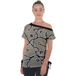 Sketchy abstract artistic print design Off Shoulder Tie-Up T-Shirt