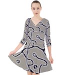 Sketchy abstract artistic print design Quarter Sleeve Front Wrap Dress