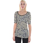 Sketchy abstract artistic print design Wide Neckline T-Shirt