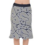 Sketchy abstract artistic print design Short Mermaid Skirt
