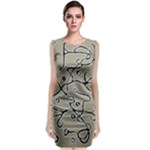 Sketchy abstract artistic print design Sleeveless Velvet Midi Dress
