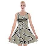 Sketchy abstract artistic print design Velvet Skater Dress
