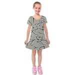 Sketchy abstract artistic print design Kids  Short Sleeve Velvet Dress