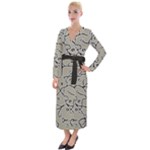 Sketchy abstract artistic print design Velvet Maxi Wrap Dress