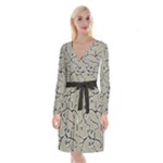Sketchy abstract artistic print design Long Sleeve Velvet Front Wrap Dress