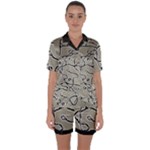 Sketchy abstract artistic print design Satin Short Sleeve Pajamas Set