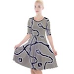 Sketchy abstract artistic print design Quarter Sleeve A-Line Dress
