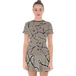 Sketchy abstract artistic print design Drop Hem Mini Chiffon Dress