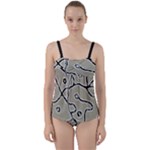 Sketchy abstract artistic print design Twist Front Tankini Set