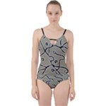 Sketchy abstract artistic print design Cut Out Top Tankini Set