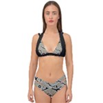 Sketchy abstract artistic print design Double Strap Halter Bikini Set