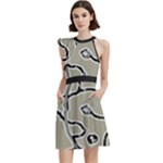 Sketchy abstract artistic print design Cocktail Party Halter Sleeveless Dress With Pockets
