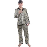 Sketchy abstract artistic print design Men s Long Sleeve Satin Pajamas Set