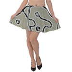 Sketchy abstract artistic print design Velvet Skater Skirt