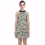 Sketchy abstract artistic print design Velvet Halter Neckline Dress 