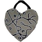 Sketchy abstract artistic print design Giant Heart Shaped Tote