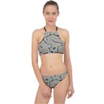 Sketchy abstract artistic print design Halter Bikini Set