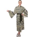 Sketchy abstract artistic print design Maxi Velvet Kimono