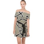 Sketchy abstract artistic print design Off Shoulder Chiffon Dress