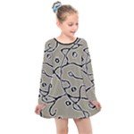 Sketchy abstract artistic print design Kids  Long Sleeve Dress