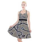 Sketchy abstract artistic print design Halter Party Swing Dress 