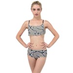 Sketchy abstract artistic print design Layered Top Bikini Set