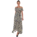 Sketchy abstract artistic print design Off Shoulder Open Front Chiffon Dress