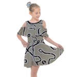 Sketchy abstract artistic print design Kids  Shoulder Cutout Chiffon Dress