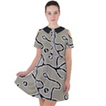 Sketchy abstract artistic print design Short Sleeve Shoulder Cut Out Dress 