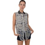 Sketchy abstract artistic print design Sleeveless Chiffon Button Shirt