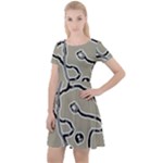 Sketchy abstract artistic print design Cap Sleeve Velour Dress 