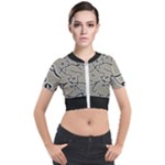 Sketchy abstract artistic print design Short Sleeve Cropped Jacket