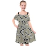 Sketchy abstract artistic print design Kids  Cut Out Shoulders Chiffon Dress