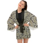 Sketchy abstract artistic print design Long Sleeve Kimono