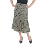Sketchy abstract artistic print design Midi Mermaid Skirt
